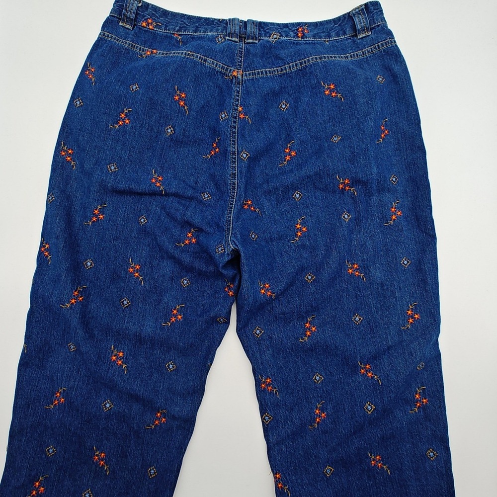 Vintage Liz Claiborne LizWear Embroidered Floral Women's 14 Cottagecore Denim - Picture 4 of 8